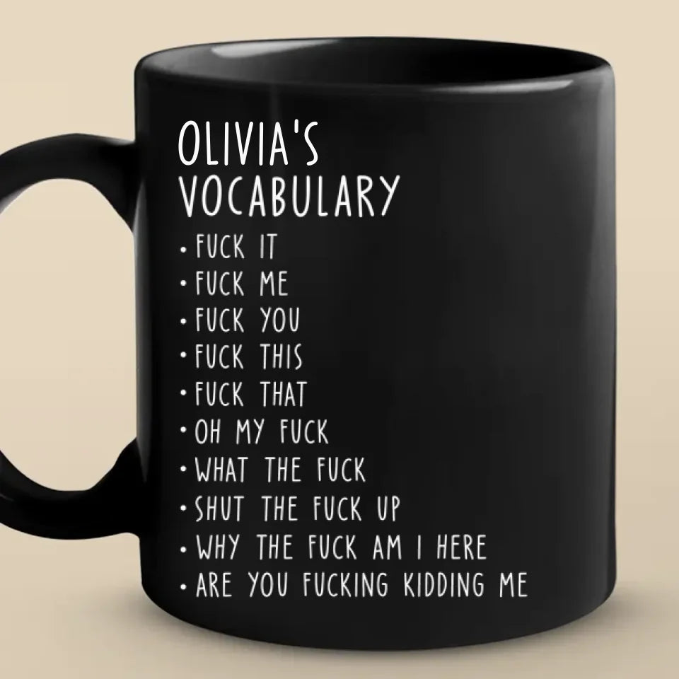 Mon vocabulaire préféré - Tasse noire personnalisée pour collègue - Cadeau de Noël pour collègues, amis de travail, collègues