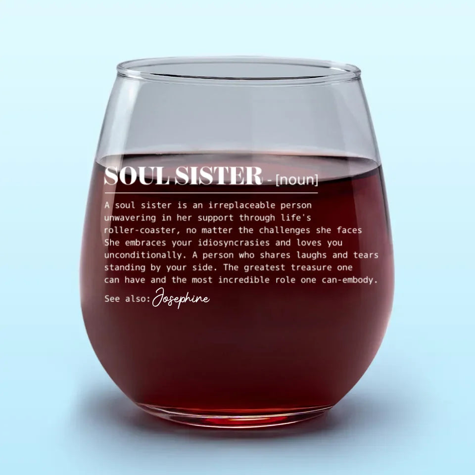 Une âme sœur est une personne irremplaçable - Verre à vin personnalisé Bestie - Cadeau pour meilleures amies, meilleures amies, sœurs