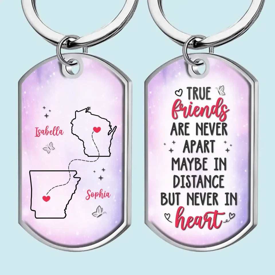 Les vrais amis se soutiennent mutuellement - Porte-clés personnalisé Bestie - Cadeau pour meilleures amies, meilleures amies, sœurs