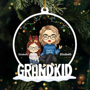 Béni avec les meilleurs petits-enfants - Ornement personnalisé pour la famille - Forme personnalisée en acrylique - Cadeau de Noël pour grand-mère et petit-enfant