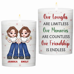 Notre amitié est infinie - Bougie parfumée sans fumée personnalisée Bestie - Cadeau de Noël pour meilleures amies, meilleures amies, sœurs