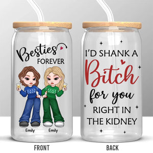 J'aime mes meilleurs amis fous - Tasse en verre personnalisée Bestie, tasse à café glacé - Cadeau de Noël pour meilleures amies, BFF, sœurs