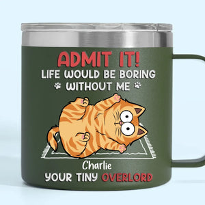 Gardez votre calme et frottez-vous le ventre - Gobelet personnalisé en acier inoxydable de 14 oz avec poignée pour chien et chat - Cadeau de Noël pour les propriétaires d'animaux et les amoureux des animaux