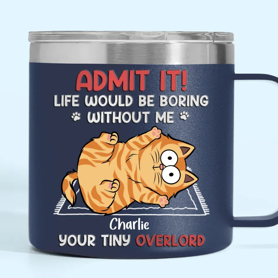 Gardez votre calme et frottez-vous le ventre - Gobelet personnalisé en acier inoxydable de 14 oz avec poignée pour chien et chat - Cadeau de Noël pour les propriétaires d'animaux et les amoureux des animaux