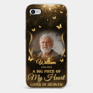 Photo personnalisée « Un gros morceau de mon cœur » – Étui de téléphone transparent personnalisé commémoratif – Cadeau de condoléances pour les membres de la famille
