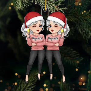 Joyeux Noël, amis festifs - Décoration personnalisée pour meilleure amie - Forme personnalisée en acrylique - Cadeau de Noël pour meilleures amies, meilleures amies, sœurs