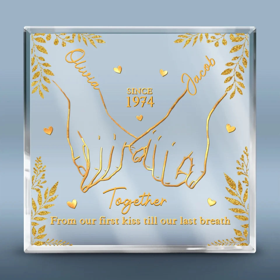 Je t'aimais alors, je t'aime toujours, mon cœur n'a jamais changé - Plaque acrylique carrée personnalisée pour couple - Cadeau de Noël pour mari et femme, anniversaire
