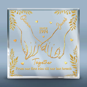 Je t'aimais alors, je t'aime toujours, mon cœur n'a jamais changé - Plaque acrylique carrée personnalisée pour couple - Cadeau de Noël pour mari et femme, anniversaire