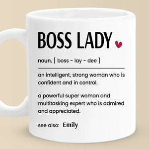Tasse personnalisée Boss Lady Vibes Only - Cadeau de Noël pour amies, sœurs, membres de la famille et collègues