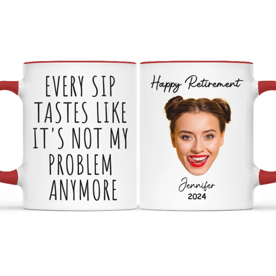 Photo personnalisée : ce n'est plus mon problème ! Mug personnalisé avec photo pour collègue ! Cadeau de Noël, d'appréciation, de départ à la retraite pour collègues, collègues de travail, etc.