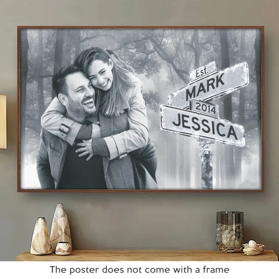 Photo personnalisée « De nombreuses années de bonheur ensemble » - Affiche horizontale personnalisée pour couple - Cadeau pour mari et femme, anniversaire