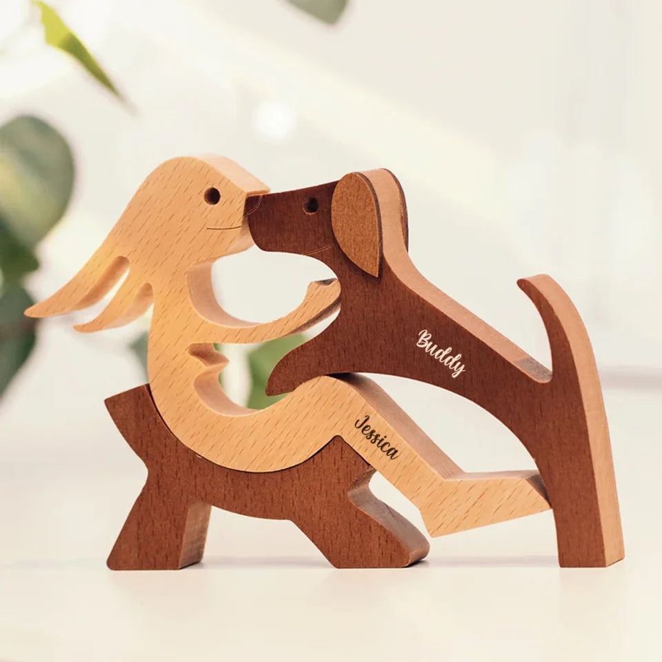WSWD - Personalized Custom Wooden Pet Carvings - The Love Between You And Your Fur-Friend - Gift For Pet Lovers - New Arrival, Wood Sculpture Table Ornaments, Carved Wood Decor AMZ