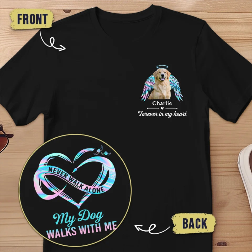 T-shirt unisexe personnalisé avec photo « Forever In My Heart » - Cadeau de condoléances pour les propriétaires et les amoureux des animaux