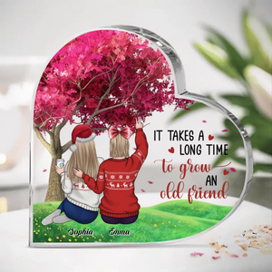 Il faut beaucoup de temps pour se faire un vieil ami
 - Plaque acrylique personnalisée en forme de cœur pour meilleure amie - Cadeau de Noël pour meilleures amies, meilleures amies, sœurs
