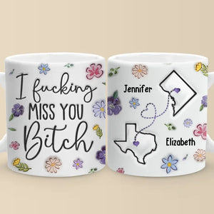La véritable amitié ne s'efface pas avec la distance - Mug personnalisé 3D à effet gonflé - Cadeau de Noël pour meilleures amies, meilleures amies, sœurs