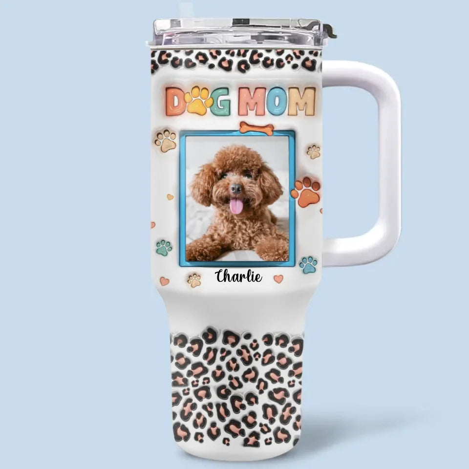Gobelet personnalisé en acier inoxydable avec poignée, effet gonflé 3D, imprimé, photo personnalisée, 40 oz, pour chiens et chats - Cadeau de Noël pour les propriétaires et les amoureux des animaux