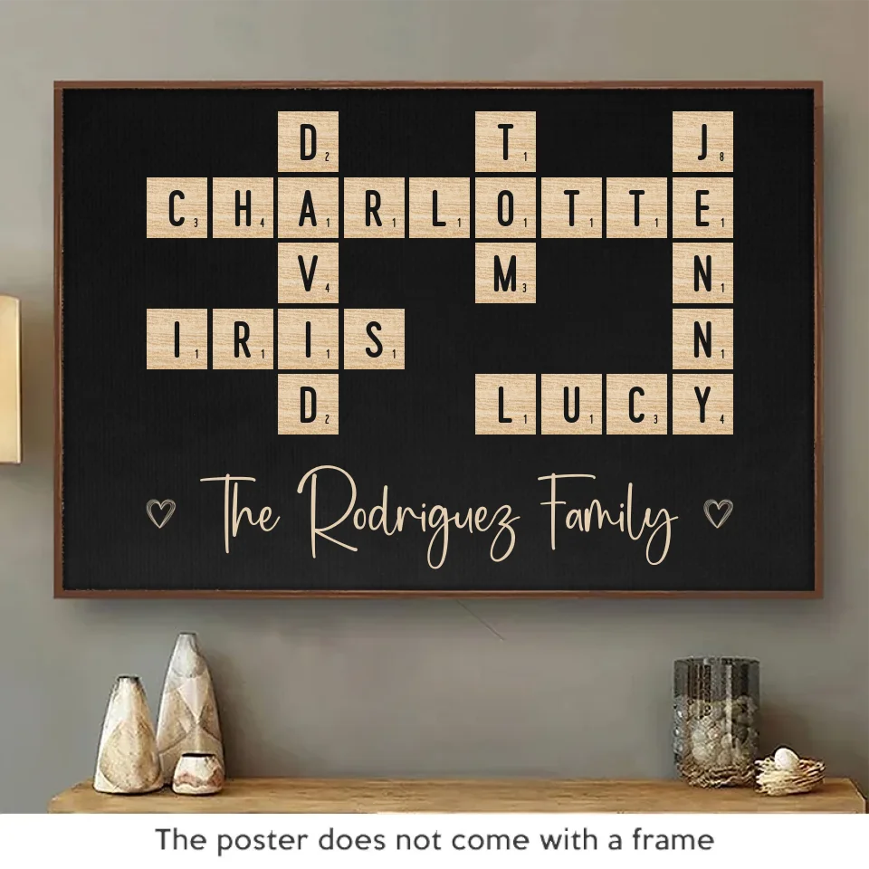 La famille est au cœur d'un foyer - Affiche horizontale personnalisée pour la famille - Cadeau de Noël pour les membres de la famille
