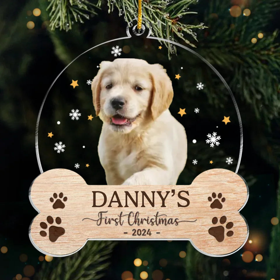 Photo personnalisée « Mon adorable bébé en fourrure » – Ornement personnalisé pour chien et chat – Forme personnalisée en acrylique – Nouveauté, cadeau de Noël pour les propriétaires d'animaux, les amoureux des animaux, premier Noël AMZ