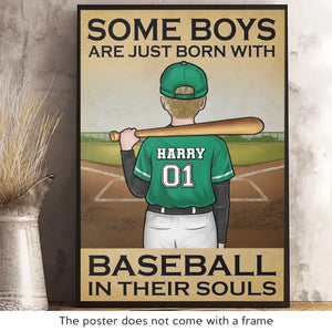 Baseball dans leurs âmes - Affiche verticale personnalisée - Cadeau pour les membres de la famille, les amateurs de sport et les joueurs de sport