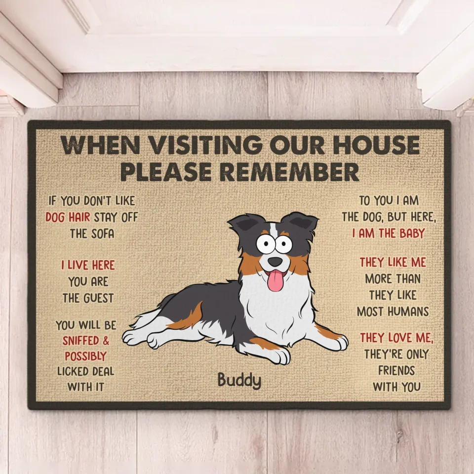 Les chiens sont les meilleurs colocataires ! Tapis décoratif personnalisé pour chien ! Cadeau de pendaison de crémaillère pour propriétaires et amoureux des animaux.