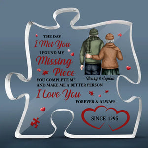 Notre amour se renforce avec le temps - Plaque acrylique personnalisée en forme de puzzle pour couple - Cadeau pour mari et femme, anniversaire