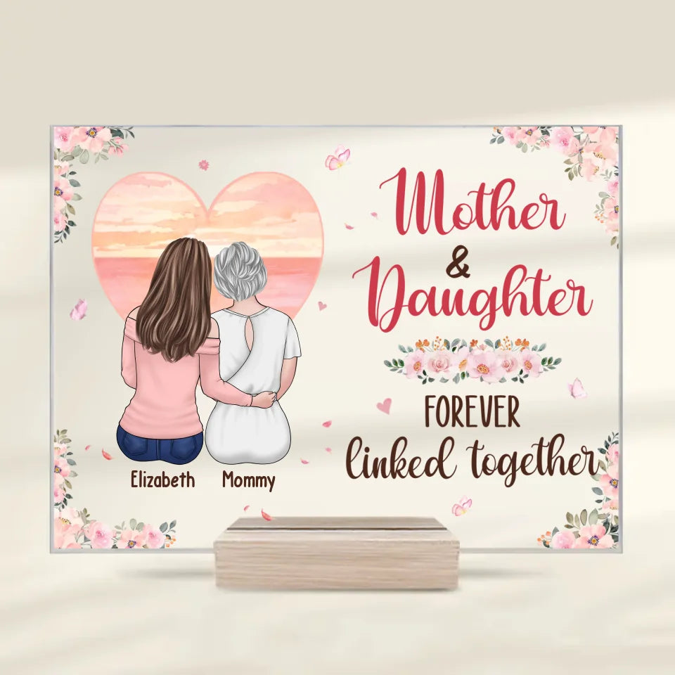 First My Daughters, Forever My Friends - Family Personalized Custom Rectangle Shaped Acrylic Plaque - Gift For Mom, Daughter