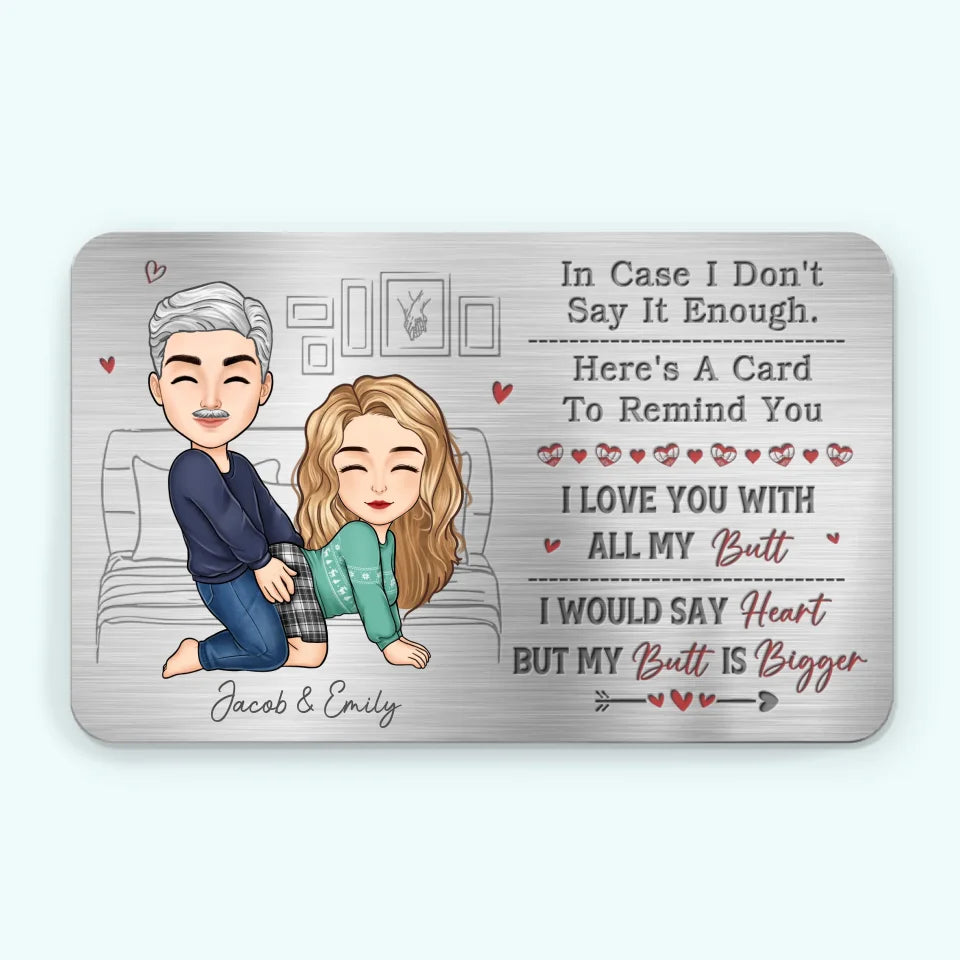 Merci de m'aimer ! Carte portefeuille personnalisée en aluminium pour couple - Cadeau pour mari et femme, anniversaire