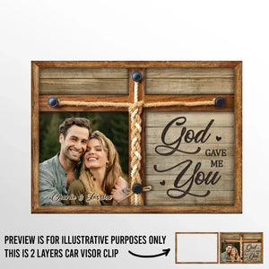 Photo personnalisée « Dieu nous a bénis » – Clip de pare-soleil de voiture personnalisé pour couple – Cadeau pour mari et femme, anniversaire