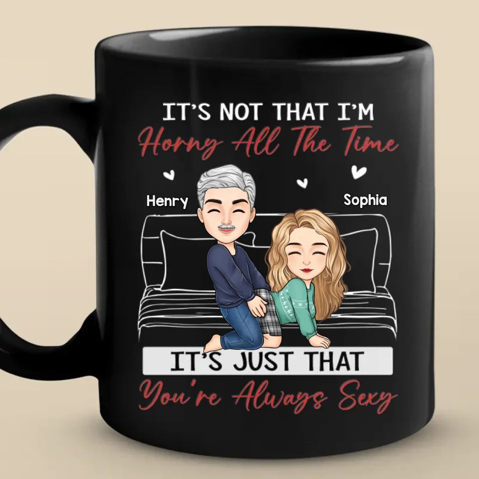 Toutes mes pensées coquines impliquent moi et toi - Tasse noire personnalisée pour couple - Cadeau pour mari et femme, anniversaire