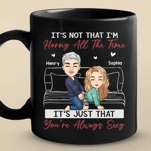 Toutes mes pensées coquines impliquent moi et toi - Tasse noire personnalisée pour couple - Cadeau pour mari et femme, anniversaire