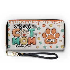 Je suis la meilleure maman à fourrure - Portefeuille long en cuir imprimé effet gonflé 3D personnalisé pour chien et chat - Cadeau pour propriétaires d'animaux et amoureux des animaux
