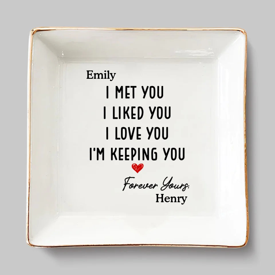Je t'aime, je te garde - Plat à bijoux personnalisé pour couple - Cadeau pour mari et femme, anniversaire