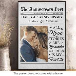 Photo personnalisée Toutes les histoires d'amour sont belles, mais la nôtre est ma préférée - Affiche verticale personnalisée pour couple - Cadeau pour mari et femme, anniversaire
