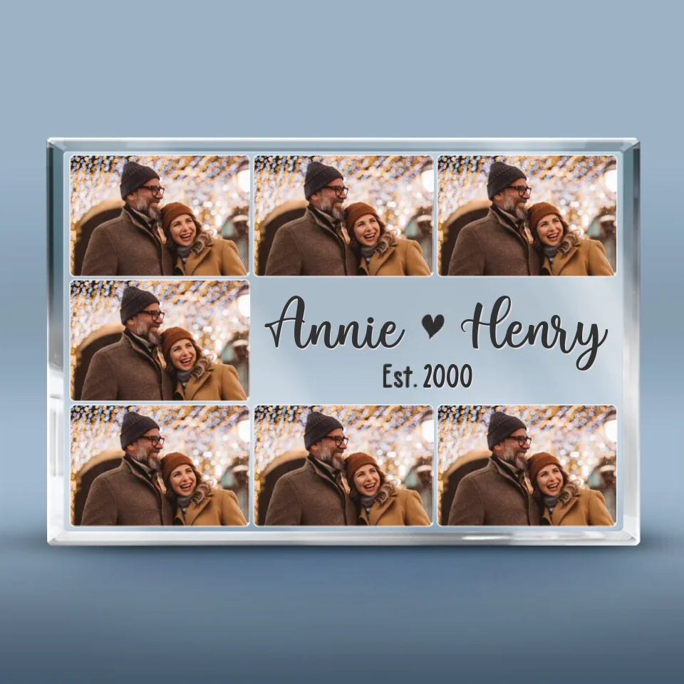 Plaque photo personnalisée pour construire une histoire d'amour éternelle - Plaque rectangulaire en acrylique personnalisée pour couple - Cadeau pour mari et femme, anniversaire