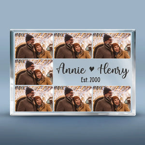 Plaque photo personnalisée pour construire une histoire d'amour éternelle - Plaque rectangulaire en acrylique personnalisée pour couple - Cadeau pour mari et femme, anniversaire