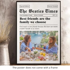 Photo personnalisée « The Besties Times » - Affiche verticale personnalisée « BFF » - Cadeau pour les meilleures amies, les meilleures amies et les sœurs