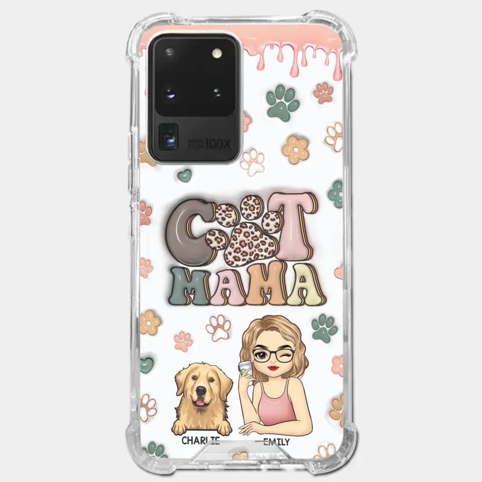Coque de téléphone transparente personnalisée avec motif « Chien et Chat » et effet gonflé en 3D – Cadeau pour les propriétaires et les amoureux des animaux
