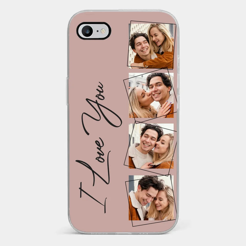 Photo personnalisée « Je t'aime tellement » - Coque de téléphone transparente personnalisée pour couple - Cadeau pour mari et femme, anniversaire