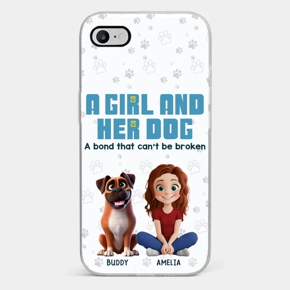 Une fille et ses chiens - Coque de téléphone transparente personnalisée pour chien - Cadeau pour propriétaires et amoureux des animaux