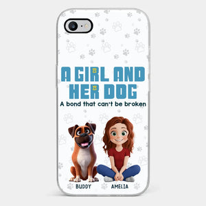Une fille et ses chiens - Coque de téléphone transparente personnalisée pour chien - Cadeau pour propriétaires et amoureux des animaux