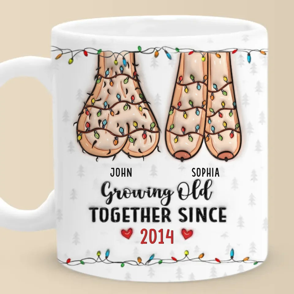 Je veux vieillir avec toi et t'aimer davantage chaque jour - Mug personnalisé effet gonflé 3D imprimé pour couple - Cadeau de Noël pour mari et femme, anniversaire