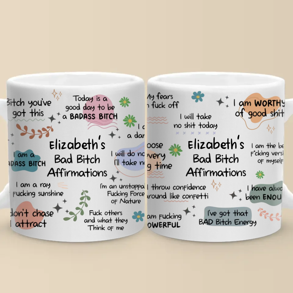 Affirmations d'amour-propre intrépides - Mug personnalisé pour ami - Cadeau de Noël, d'anniversaire pour meilleurs amis, membres de la famille, collègues, vous-même