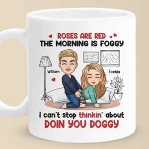 Les roses sont rouges, le matin est brumeux - Tasse personnalisée pour couple - Cadeau de Noël pour mari et femme, anniversaire