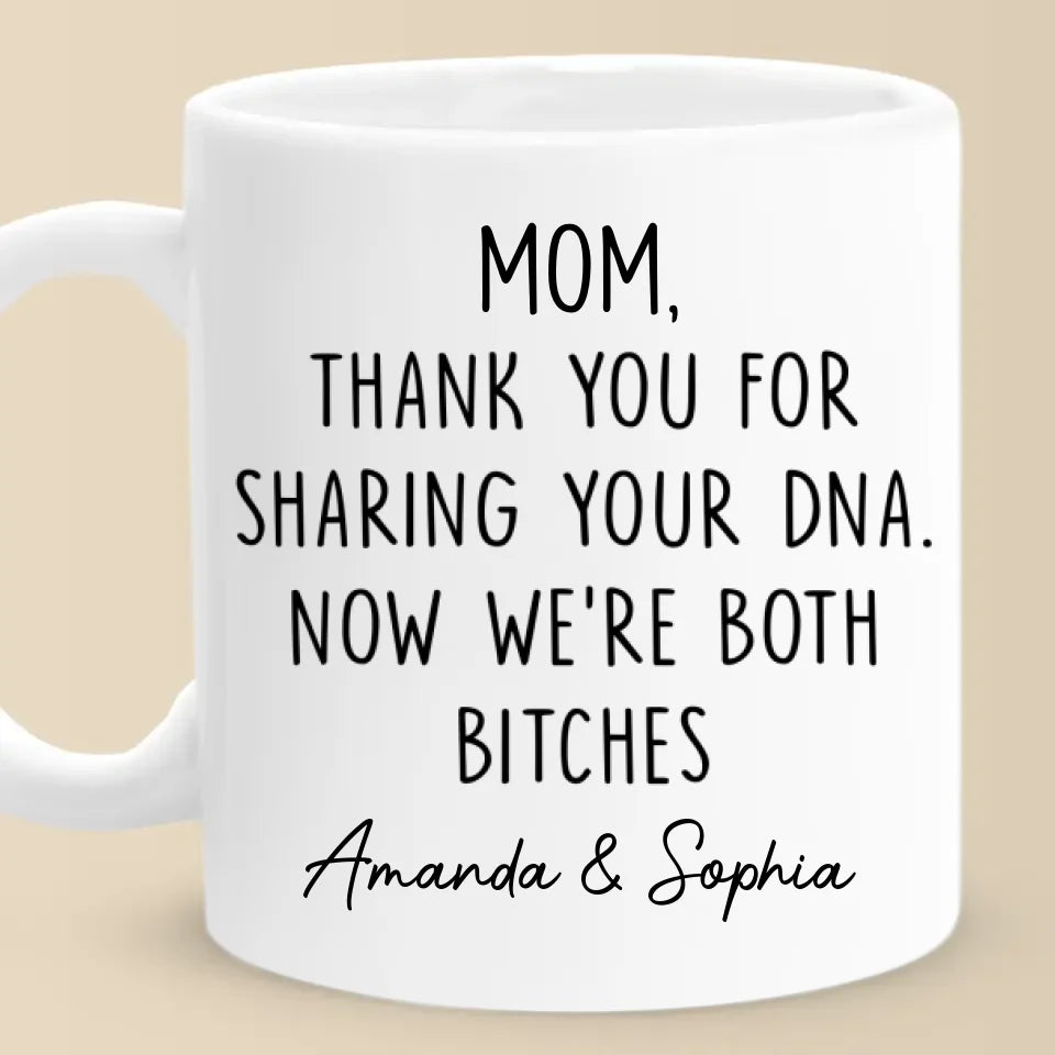 Merci d'avoir partagé votre ADN - Mug personnalisé familial - Cadeau pour maman, grand-mère