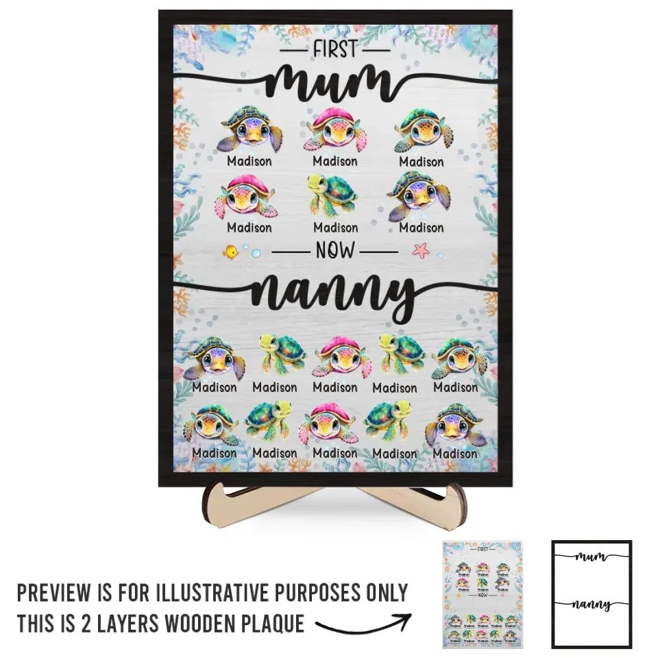 Tu es dans nos cœurs pour toujours - Plaque en bois personnalisée à 2 couches avec support - Cadeau pour maman, grand-mère