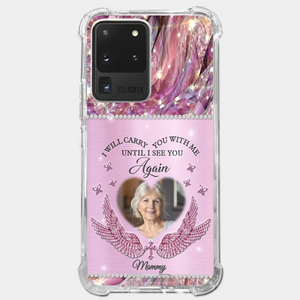 Photo personnalisée « Je porterai toujours maman avec moi » – Étui de téléphone transparent personnalisé commémoratif – Cadeau de condoléances pour les membres de la famille