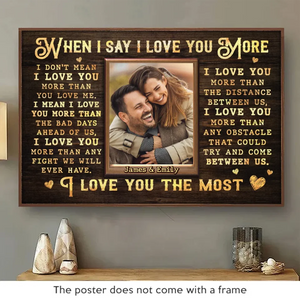 Photo personnalisée « Je t'aime encore plus » - Affiche horizontale personnalisée pour couple - Cadeau pour mari et femme, anniversaire