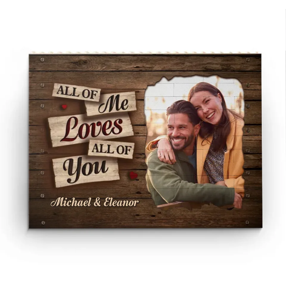 Photo personnalisée « Deux cœurs, une âme » - Blocs de construction rectangulaires horizontaux personnalisés pour couple - Cadeau pour mari et femme, anniversaire