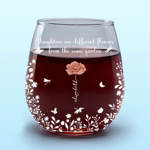 Ensemble, nous sommes un jardin d'amour - Verre à vin personnalisé pour la famille - Cadeau pour maman, fille