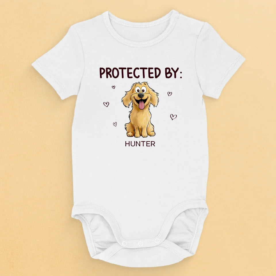Protected By My Furry Companion - Dog Personalized Custom Baby Onesie - Baby Shower Gift, Gift For Pet Owners, Pet Lovers